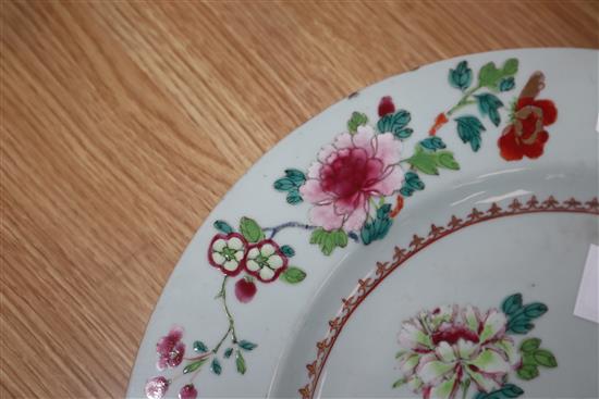 A Qianlong famille rose plate, painted with flowers